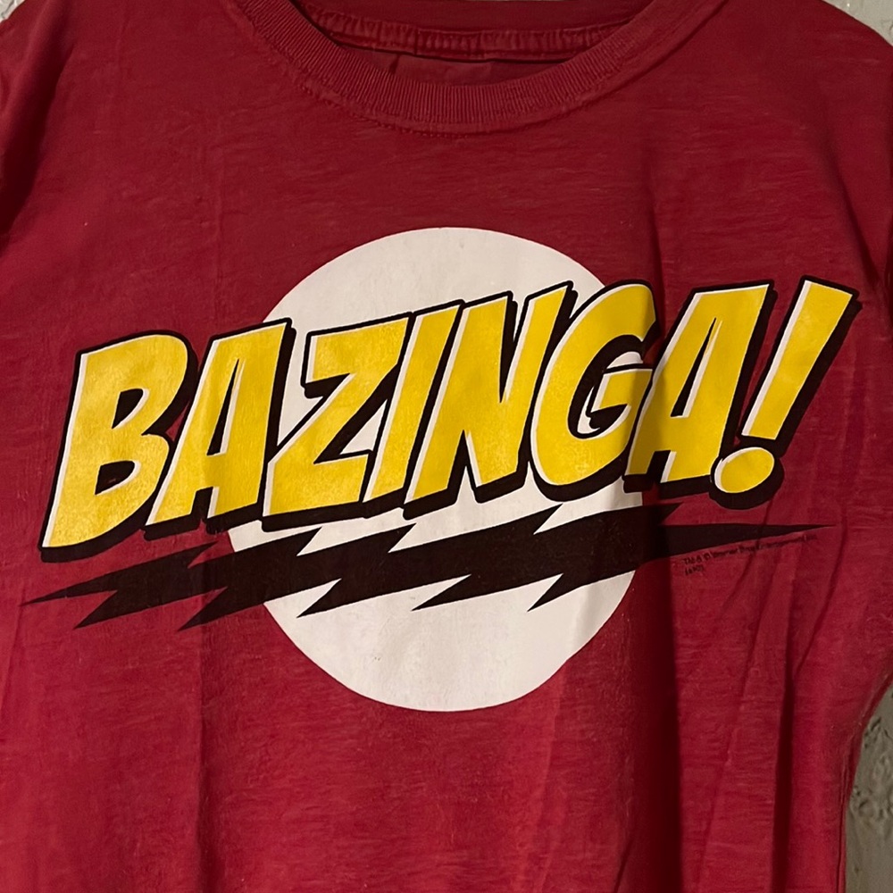Big Bang Theory Tee Shirt Bazinga Red Short Sleeve Size M